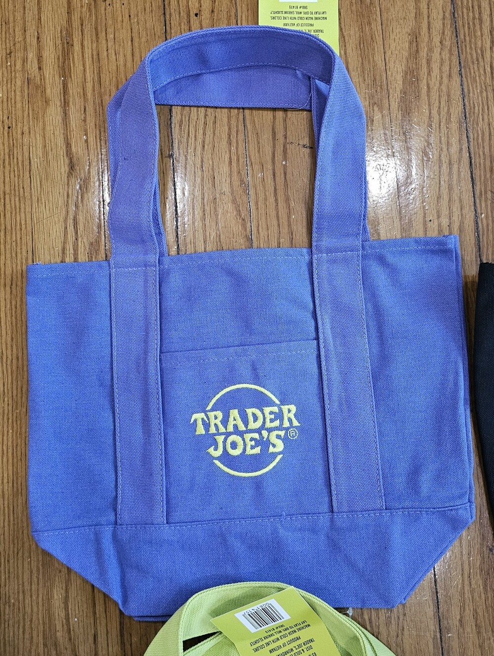 Trader Joe's Purple Canvas Tote Bag with Front Pocket